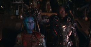 Don Cheadle e Karen Gillan in Avengers Endgame (2019)