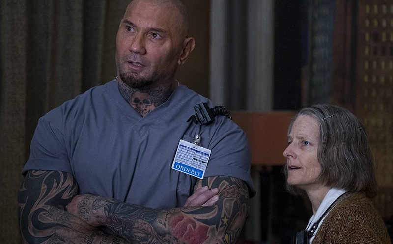 Jodie Foster e Dave Bautista in Hotel Artemis (2018)