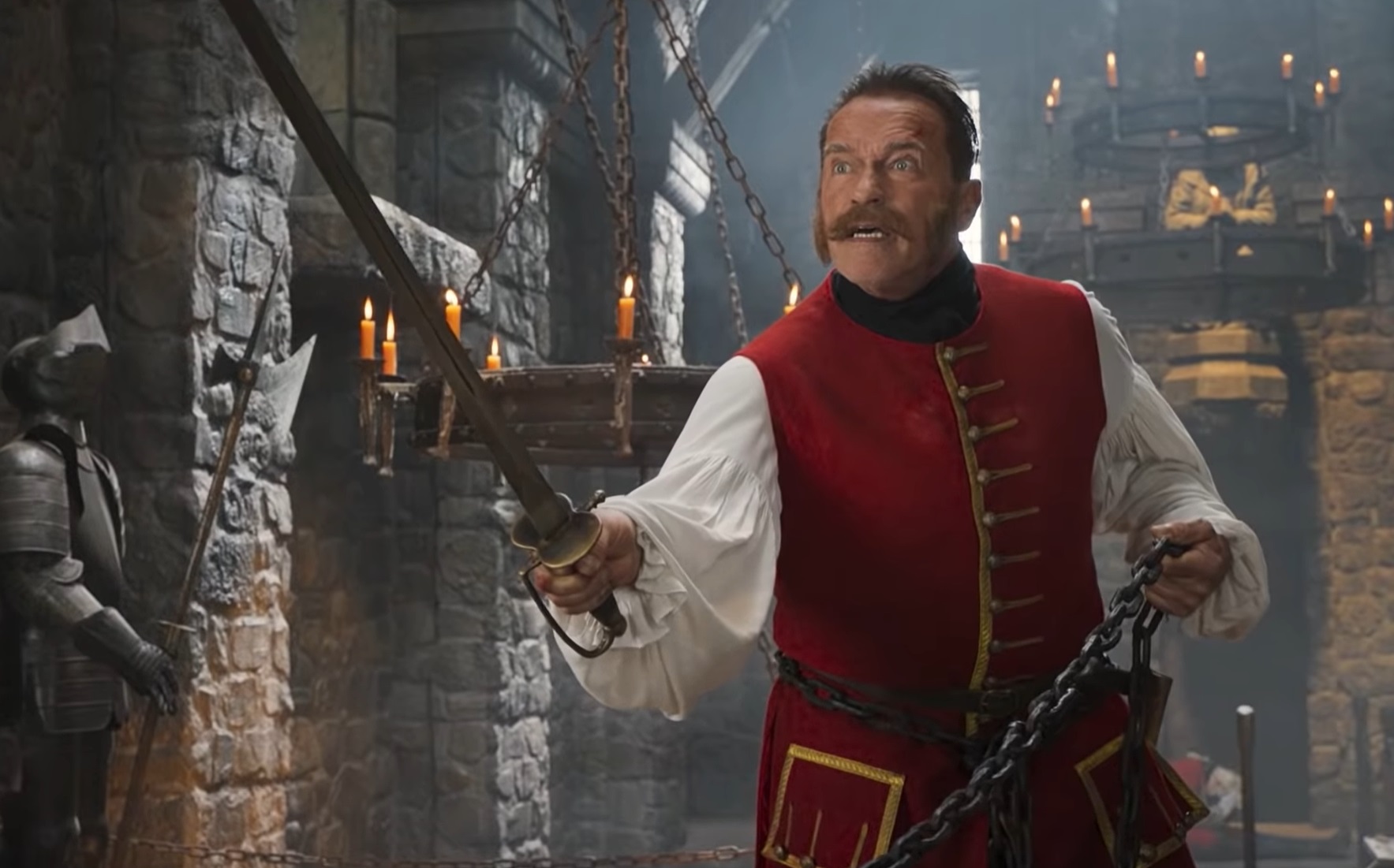 Trailer per The Iron Mask: Arnold Schwarzenegger e Jackie Chan compagni d’armi nel film fantasy the iron mask film Arnold Schwarzenegger