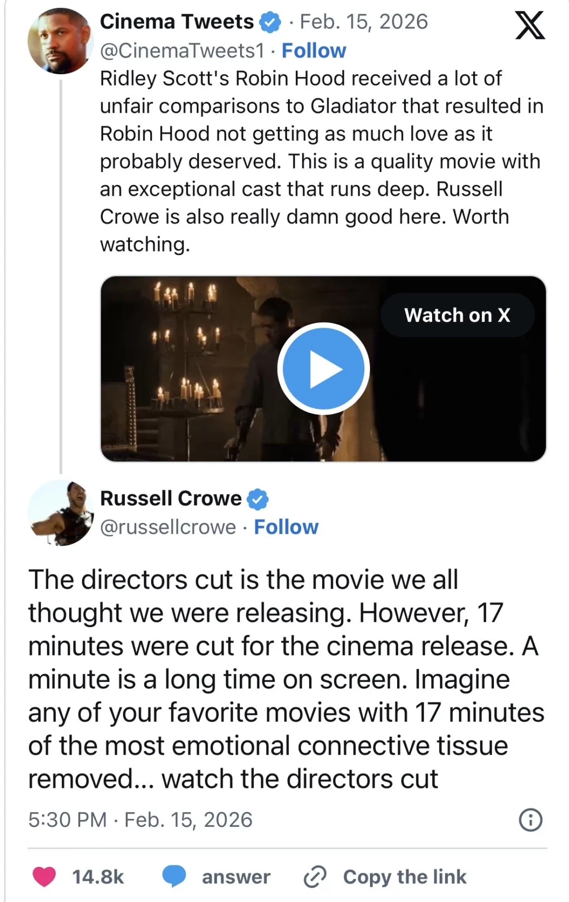 russell crowe robin hood tweet