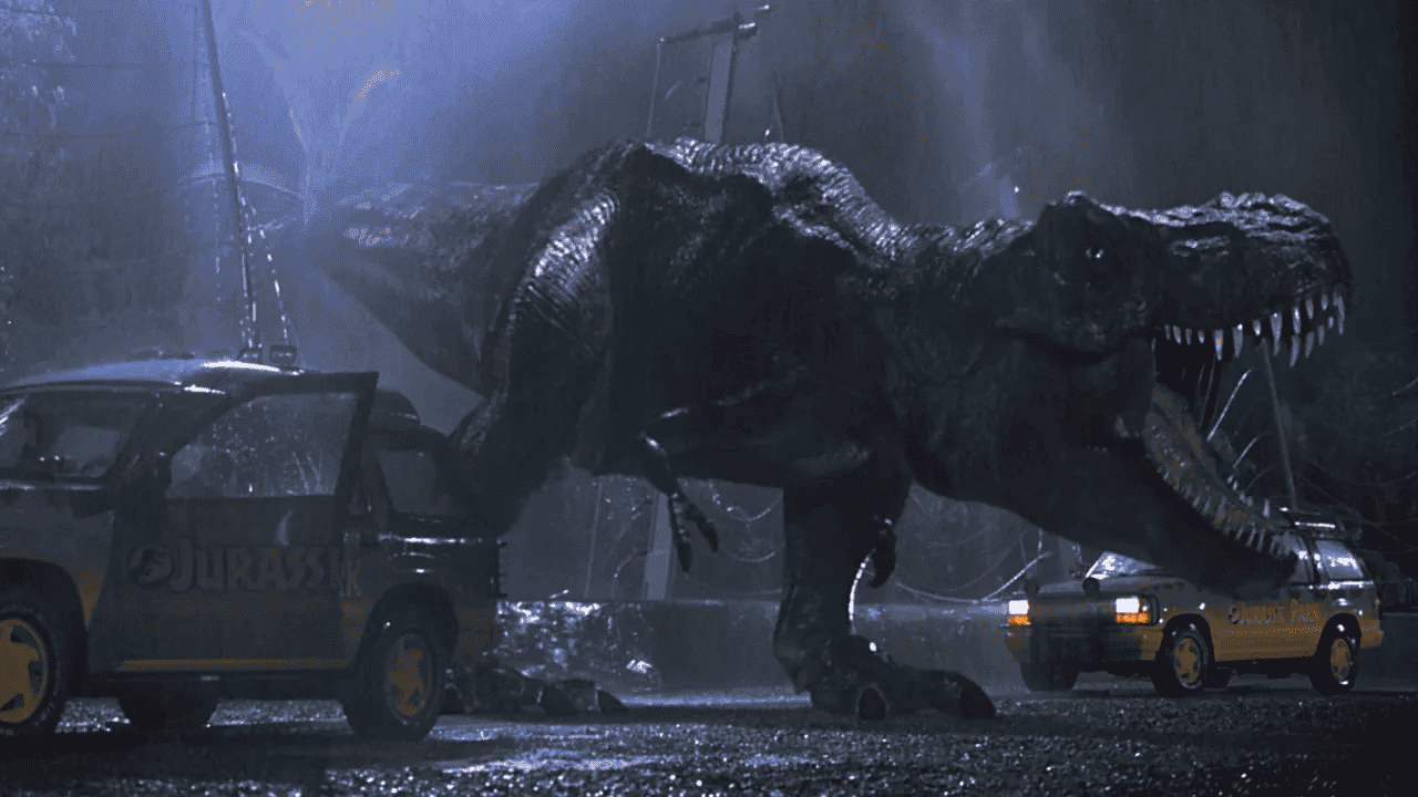 Una scena del film Jurassic Park