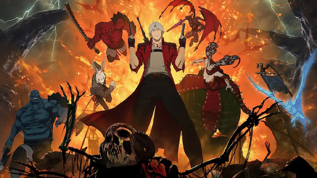 Dante accerchiatto dai demoni nella serie animata Devil May Cry Dante accerchiatto dai demoni nella serie animata Devil May Cry
