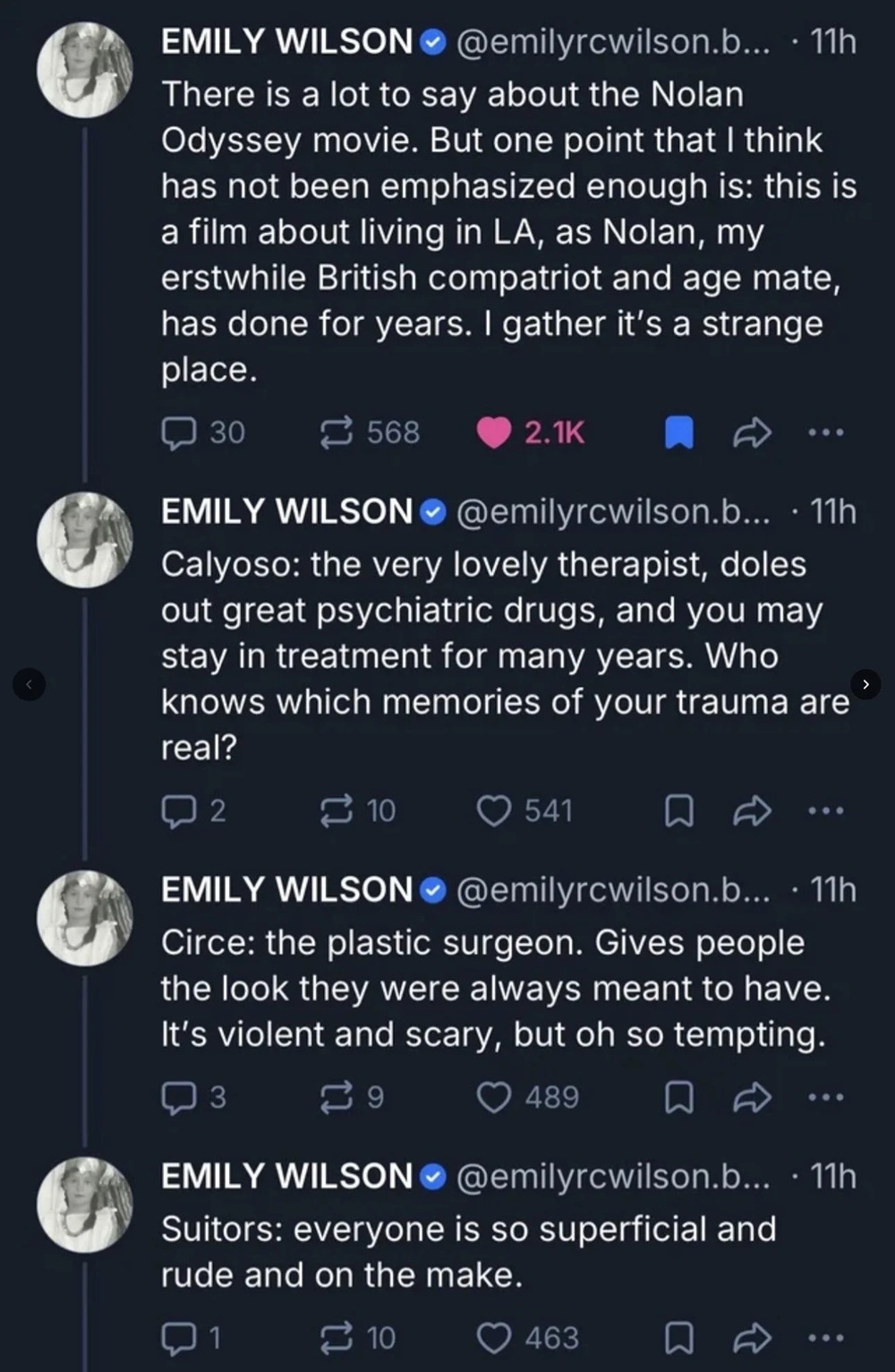 emily wilson vs odissea nolan